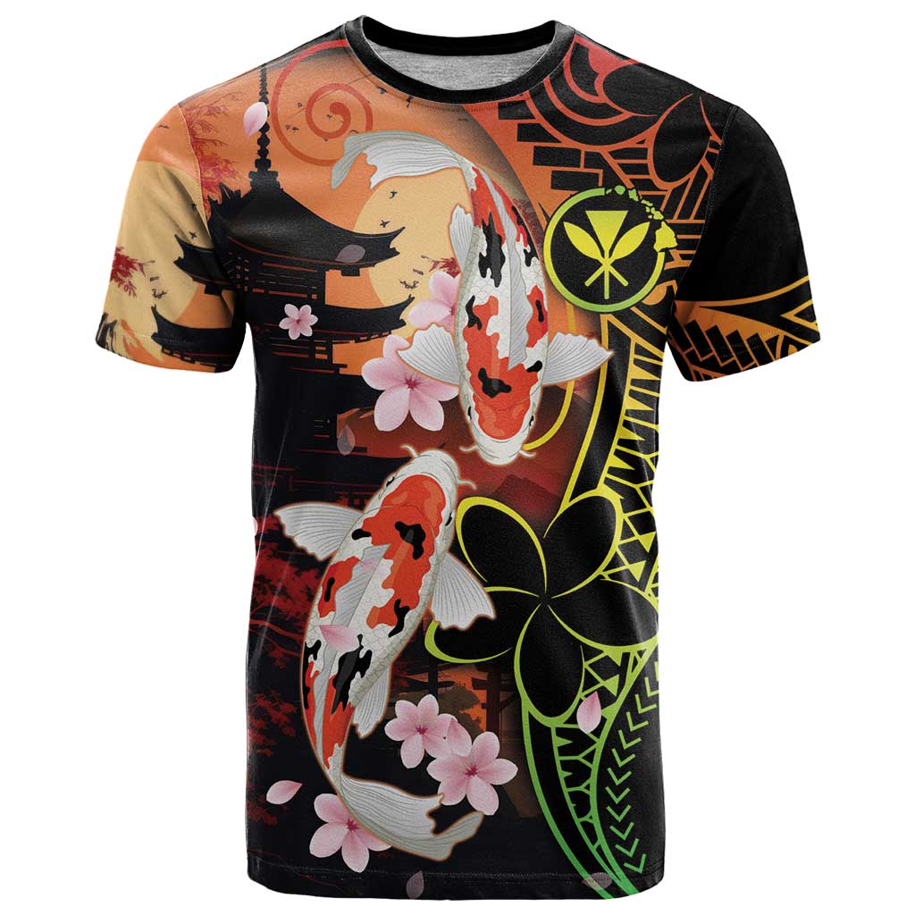 Hawaiian and Japanese T Shirt Koi Fish With Kanaka Polynesian Tattoo - Polynesian Pride
