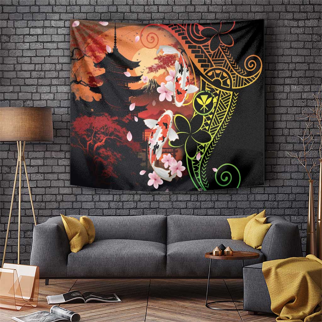 Hawaiian and Japanese Tapestry Koi Fish With Kanaka Polynesian Tattoo - Polynesian Pride