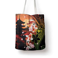 Hawaiian and Japanese Tote Bag Koi Fish With Kanaka Polynesian Tattoo - Polynesian Pride