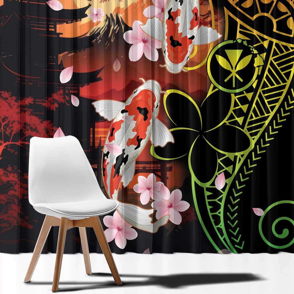 Hawaiian and Japanese Window Curtain Koi Fish With Kanaka Polynesian Tattoo - Polynesian Pride
