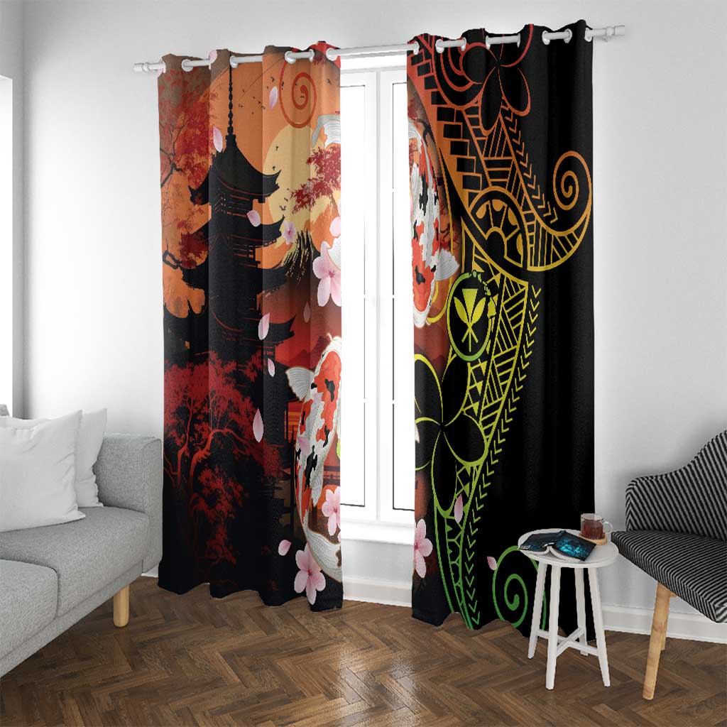 Hawaiian and Japanese Window Curtain Koi Fish With Kanaka Polynesian Tattoo - Polynesian Pride