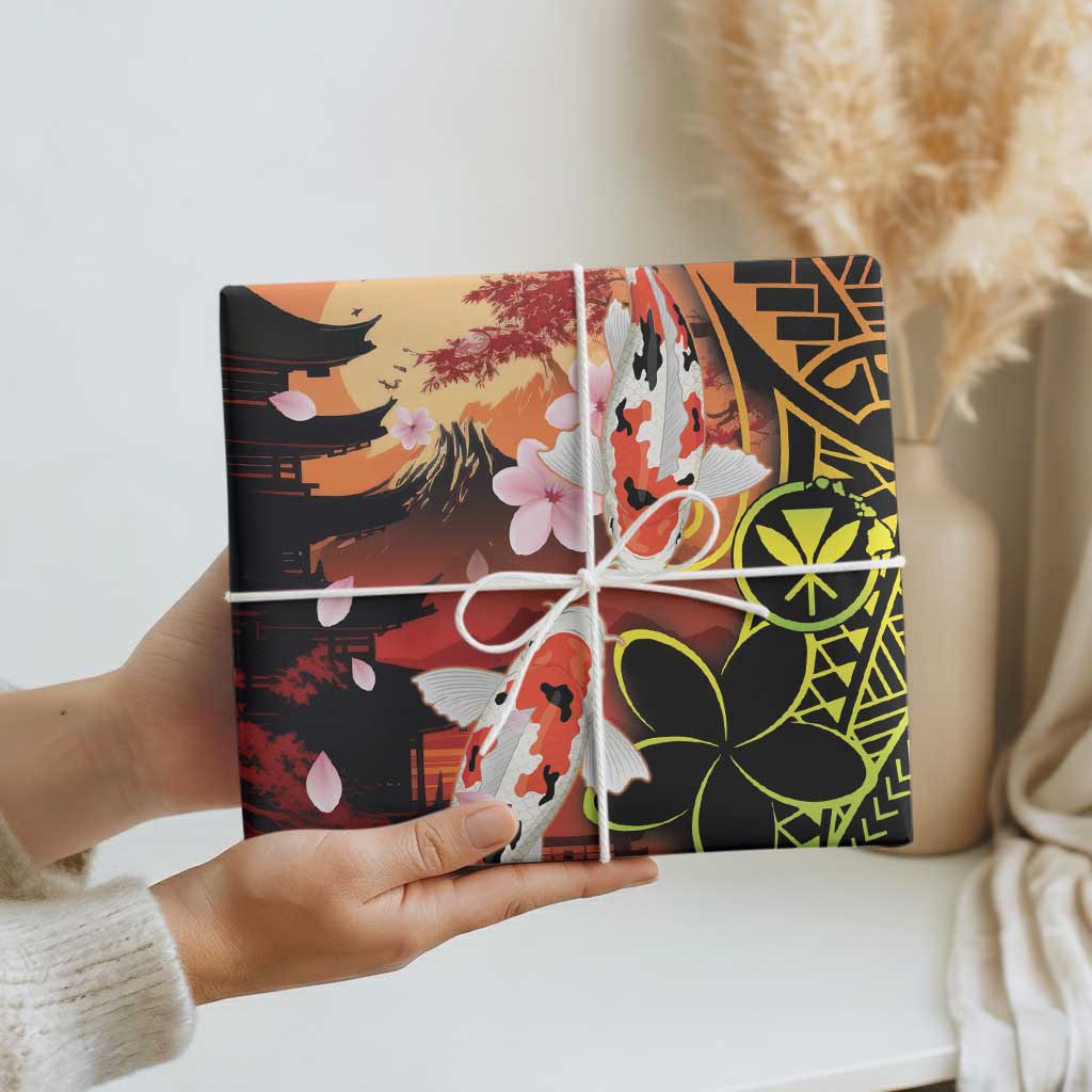 Hawaiian and Japanese Wrapping Paper Kanaka With Koi Fish Polynesian Tattoo - Polynesian Pride