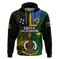 Personalised South Sea Islanders Hoodie Kanakas With Vanuatu Coat Of Arms LT14 Black - Polynesian Pride
