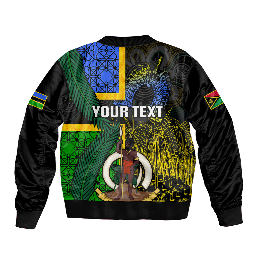 Personalised South Sea Islanders Sleeve Zip Bomber Jacket Kanakas With Vanuatu Coat Of Arms LT14 - Polynesian Pride