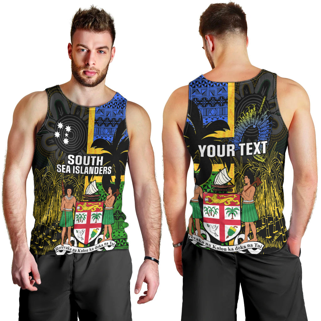 Personalised South Sea Islanders Men Tank Top Kanakas With Fiji Coat Of Arms LT14 - Polynesian Pride