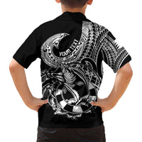 Personalised Polynesia Kid Hawaiian Shirt Fish Hook Tattoo Go Fishing Polynesian Pattern Black LT14 - Polynesian Pride