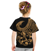 Polynesia Kid T Shirt Fish Hook Tattoo Go Fishing Polynesian Pattern Gold LT14 - Polynesian Pride