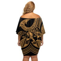 polynesia-off-shoulder-short-dress-fish-hook-tattoo-go-fishing-polynesian-pattern-gold