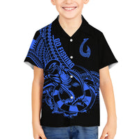 polynesia-family-matching-long-sleeve-bodycon-dress-and-hawaiian-shirt-fish-hook-tattoo-go-fishing-polynesian-pattern-blue