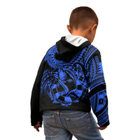 Polynesia Kid Hoodie Fish Hook Tattoo Go Fishing Polynesian Pattern Blue LT14 - Polynesian Pride