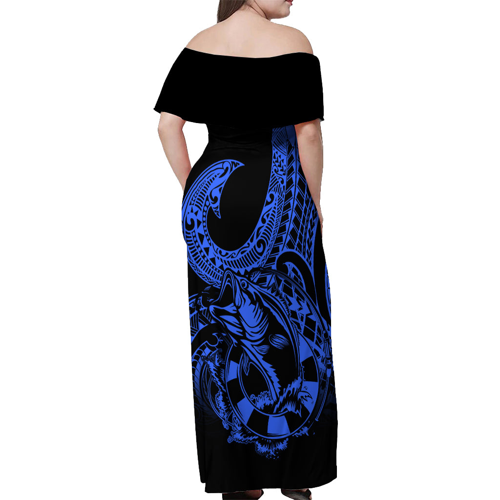 polynesia-off-shoulder-maxi-dress-fish-hook-tattoo-go-fishing-polynesian-pattern-blue