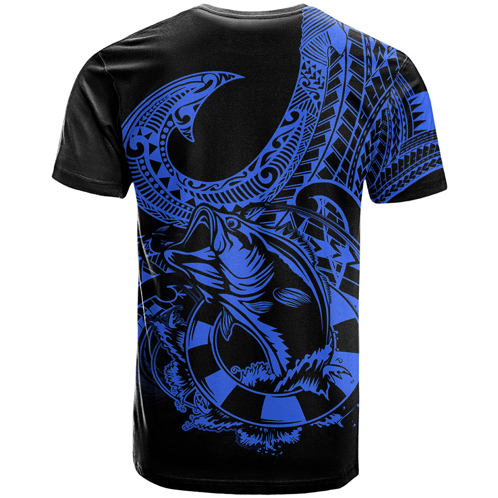 Polynesia T Shirt Fish Hook Tattoo Go Fishing Polynesian Pattern Blue LT14 - Polynesian Pride