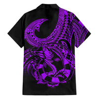 polynesia-family-matching-long-sleeve-bodycon-dress-and-hawaiian-shirt-fish-hook-tattoo-go-fishing-polynesian-pattern-purple