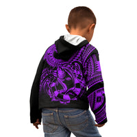 Polynesia Kid Hoodie Fish Hook Tattoo Go Fishing Polynesian Pattern Purple LT14 - Polynesian Pride