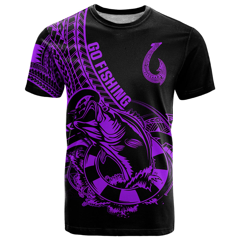 Polynesia T Shirt Fish Hook Tattoo Go Fishing Polynesian Pattern Purple LT14 Purple - Polynesian Pride