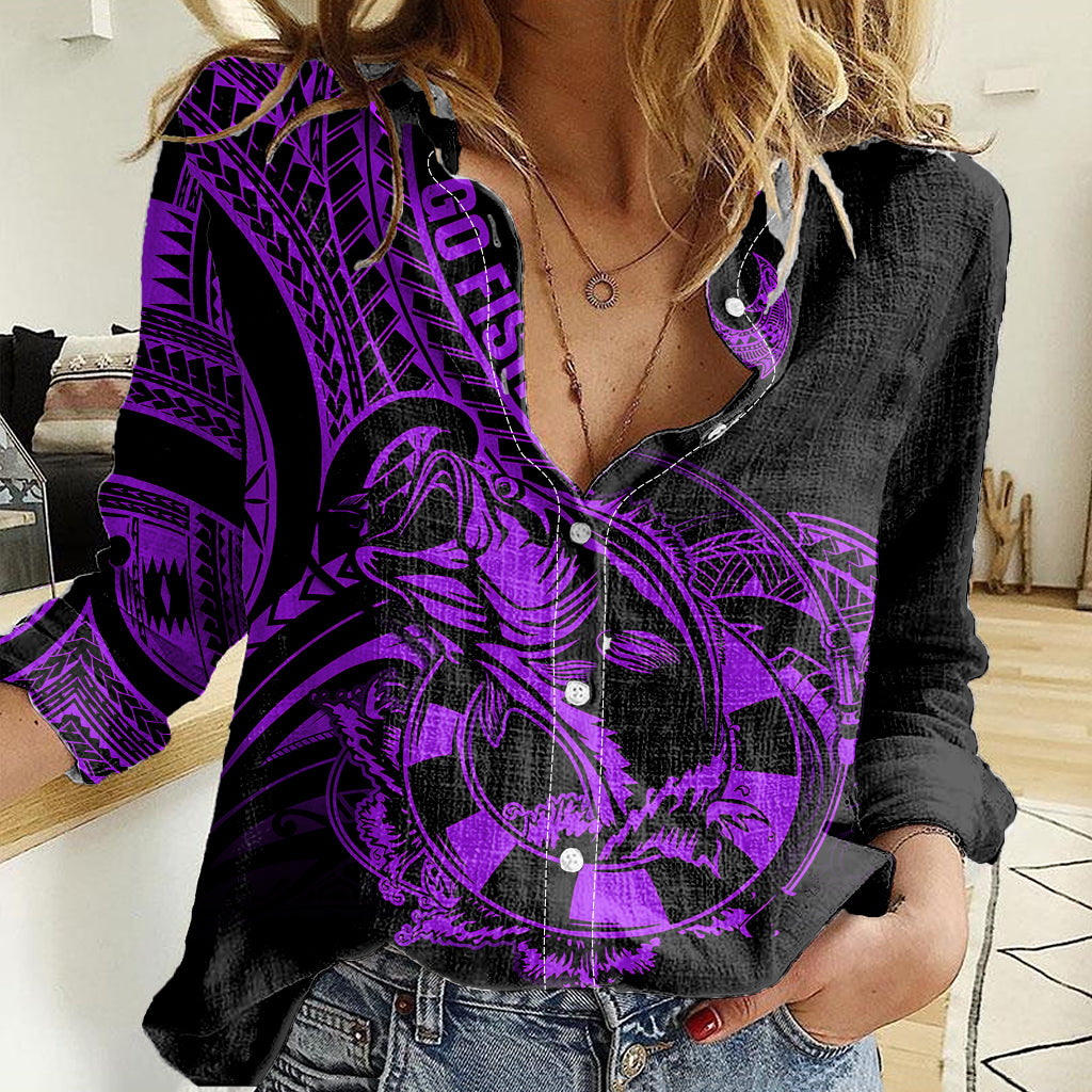 polynesia-women-casual-shirt-fish-hook-tattoo-go-fishing-polynesian-pattern-purple
