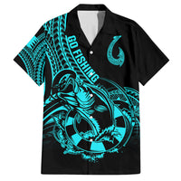 polynesia-family-matching-long-sleeve-bodycon-dress-and-hawaiian-shirt-fish-hook-tattoo-go-fishing-polynesian-pattern-turquosie