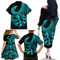 polynesia-family-matching-off-shoulder-long-sleeve-dress-and-hawaiian-shirt-fish-hook-tattoo-go-fishing-polynesian-pattern-turquosie