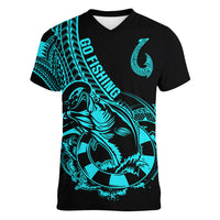polynesia-women-v-neck-t-shirt-fish-hook-tattoo-go-fishing-polynesian-pattern-turquosie