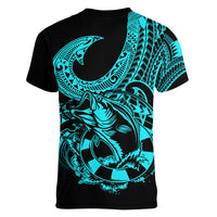 polynesia-women-v-neck-t-shirt-fish-hook-tattoo-go-fishing-polynesian-pattern-turquosie