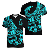 polynesia-women-v-neck-t-shirt-fish-hook-tattoo-go-fishing-polynesian-pattern-turquosie