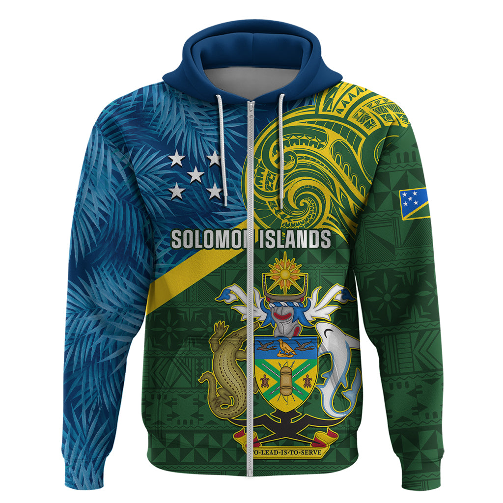 Solomon Islands Hoodie Tropical Leaves With Melanesian Pattern LT14 - Polynesian Pride