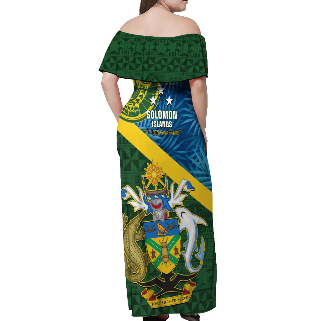 solomon-islands-off-shoulder-maxi-dress-tropical-leaves-with-melanesian-pattern