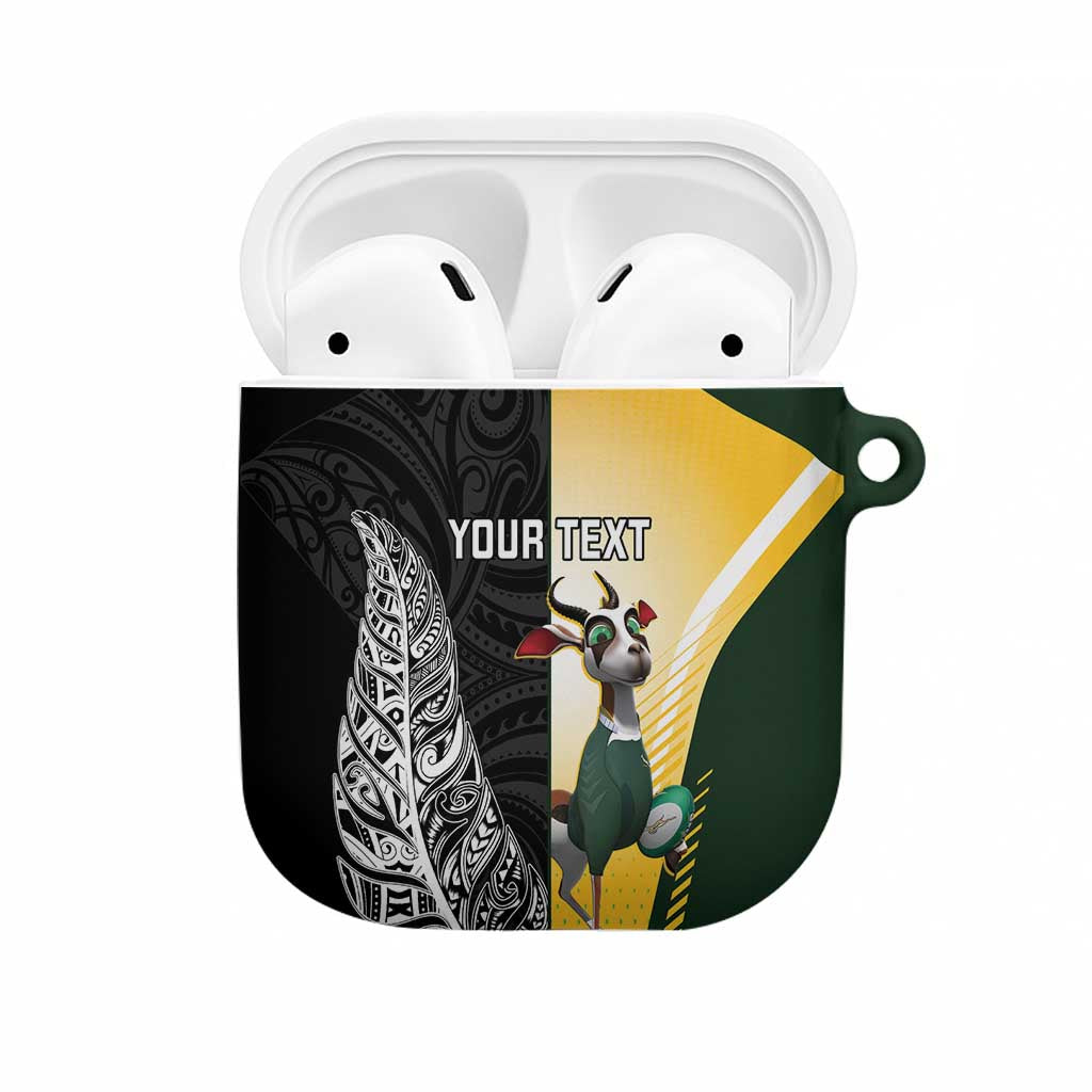 New Zealand and South Africa Rugby Custom AirPods Case Maori Silver Fern Springbok Together - Polynesian Pride