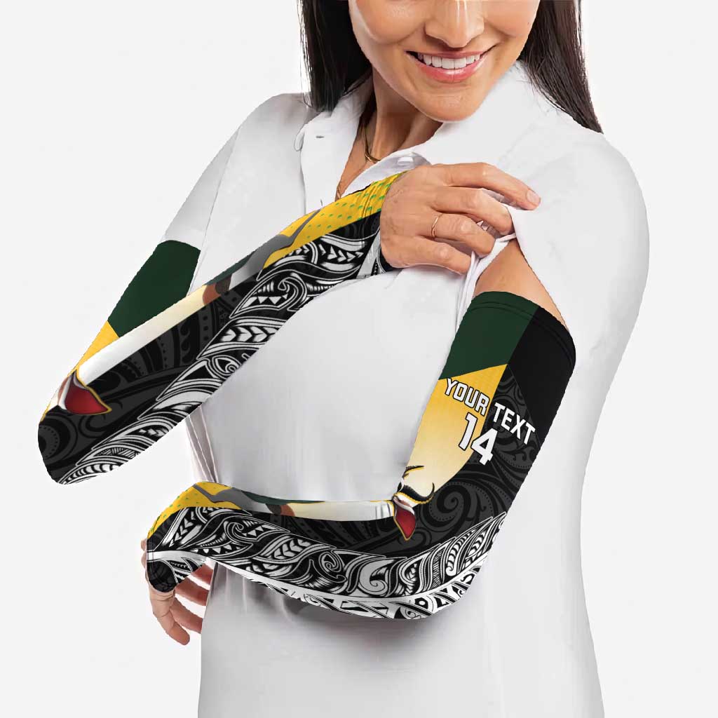 New Zealand and South Africa Rugby Custom Arm Sleeves Maori Silver Fern Springbok Together - Polynesian Pride
