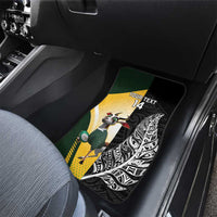 New Zealand and South Africa Rugby Custom Car Mats Maori Silver Fern Springbok Together - Polynesian Pride