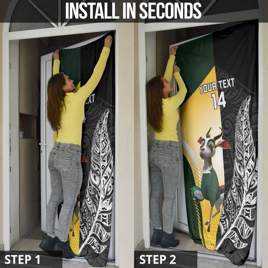 New Zealand and South Africa Rugby Custom Door Cover Maori Silver Fern Springbok Together - Polynesian Pride