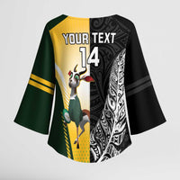 New Zealand and South Africa Rugby Custom Kimono Sleeve Blouse Maori Silver Fern Springbok Together - Polynesian Pride