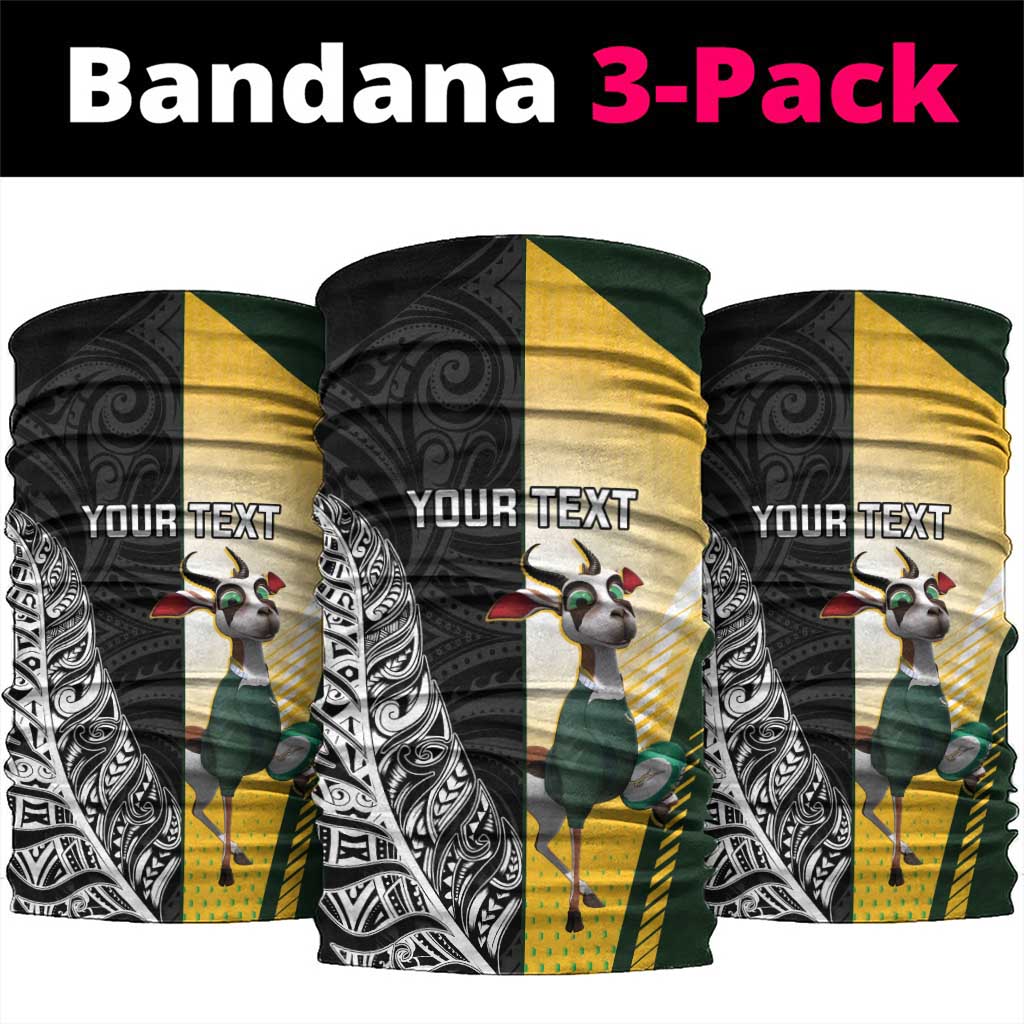 New Zealand and South Africa Rugby Custom Neck Gaiter Maori Silver Fern Springbok Together - Polynesian Pride