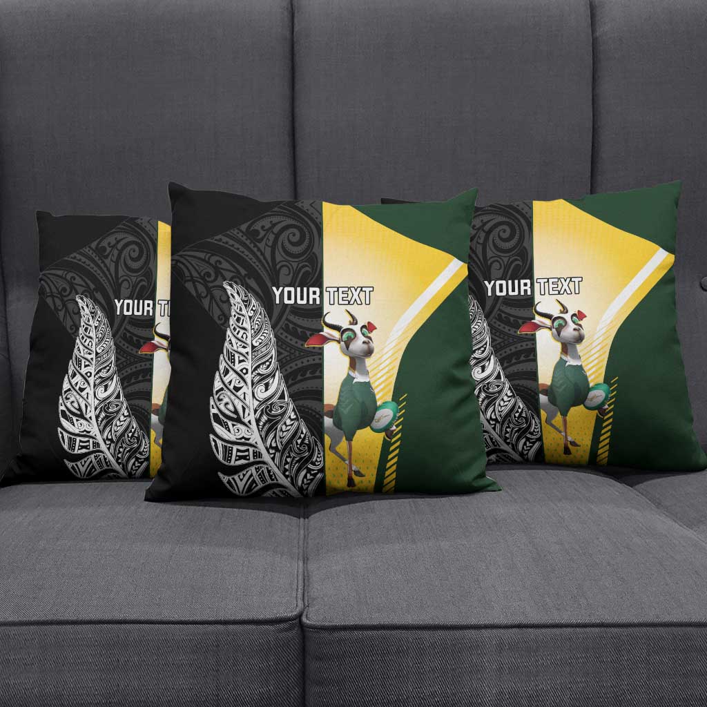 New Zealand and South Africa Rugby Custom Pillow Cover Maori Silver Fern Springbok Together - Polynesian Pride