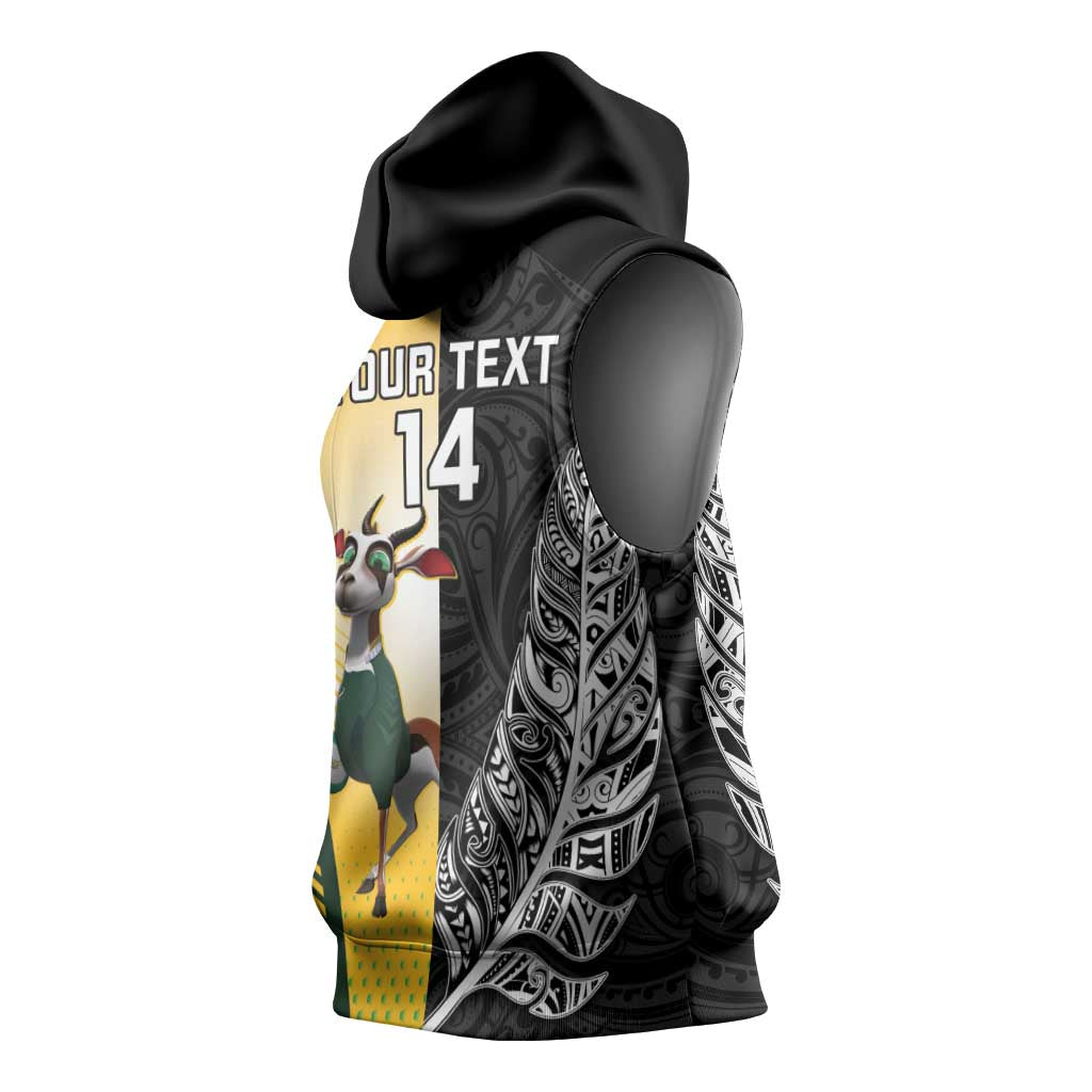 New Zealand and South Africa Rugby Custom Sleeveless Hoodie Maori Silver Fern Springbok Together - Polynesian Pride