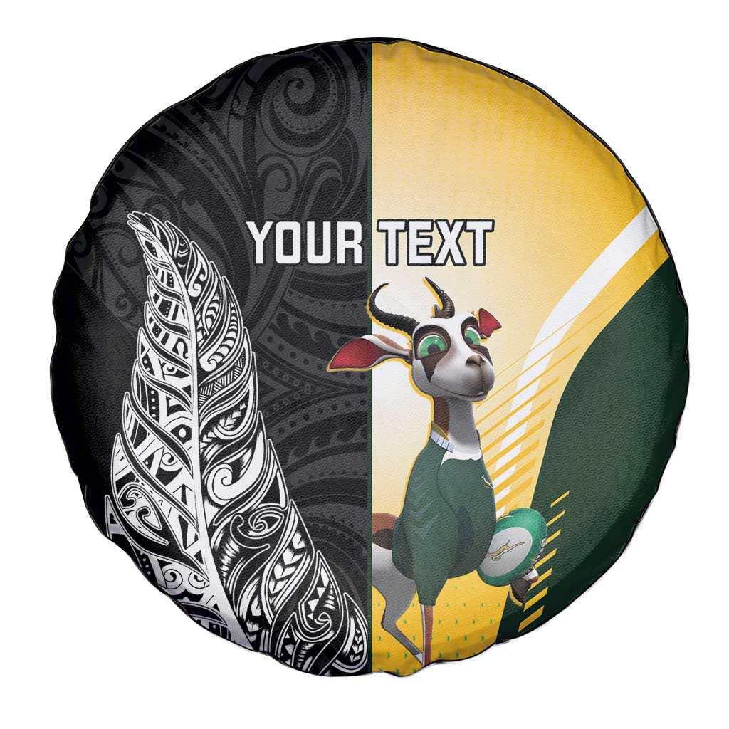 New Zealand and South Africa Rugby Custom Spare Tire Cover Maori Silver Fern Springbok Together - Polynesian Pride