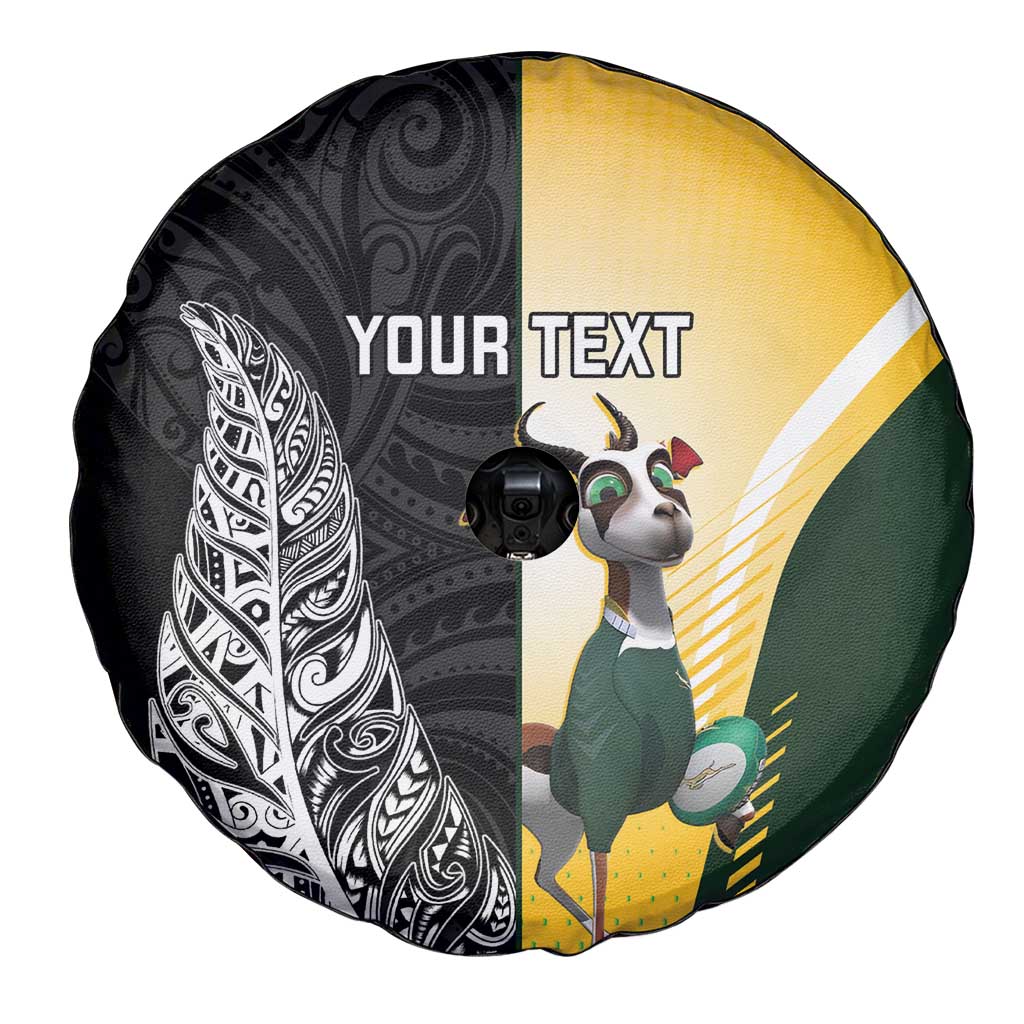 New Zealand and South Africa Rugby Custom Spare Tire Cover Maori Silver Fern Springbok Together - Polynesian Pride