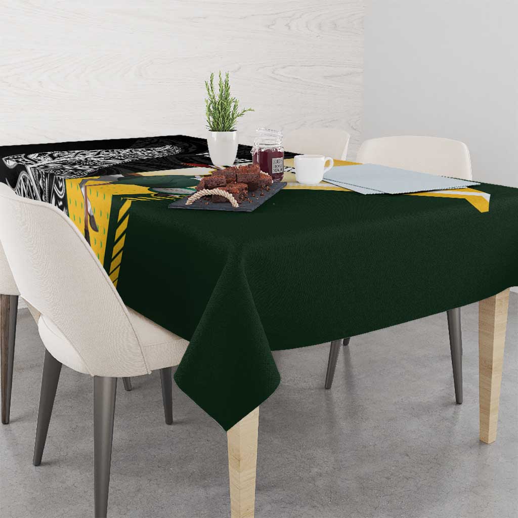 New Zealand and South Africa Rugby Custom Tablecloth Maori Silver Fern Springbok Together - Polynesian Pride