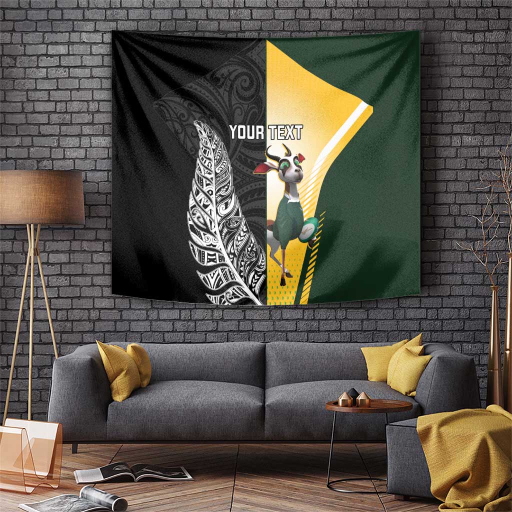 New Zealand and South Africa Rugby Custom Tapestry Maori Silver Fern Springbok Together - Polynesian Pride