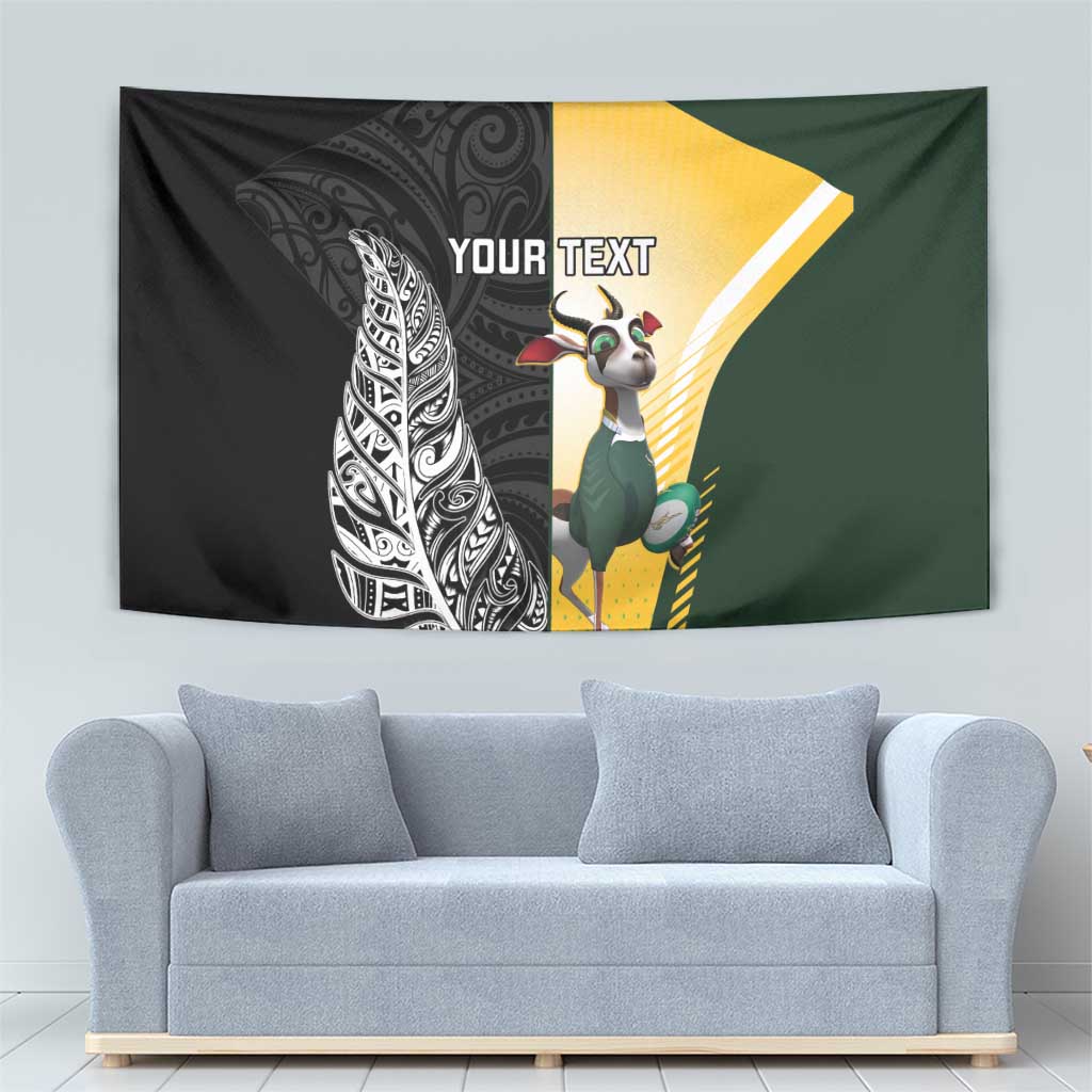 New Zealand and South Africa Rugby Custom Tapestry Maori Silver Fern Springbok Together - Polynesian Pride