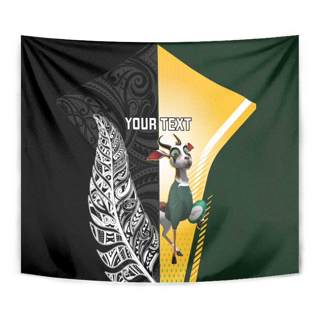 New Zealand and South Africa Rugby Custom Tapestry Maori Silver Fern Springbok Together - Polynesian Pride