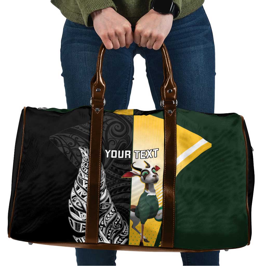 New Zealand and South Africa Rugby Custom Travel Bag Maori Silver Fern Springbok Together - Polynesian Pride