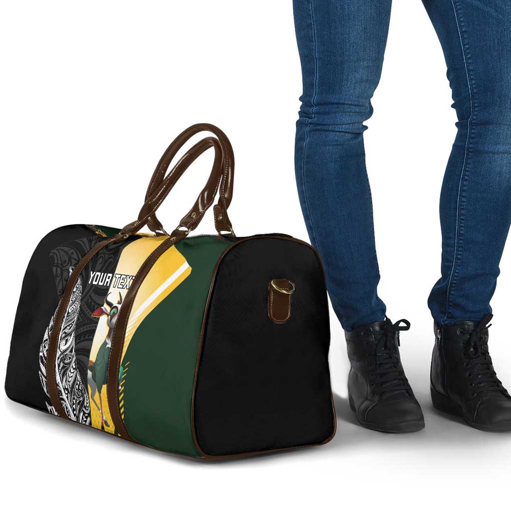 New Zealand and South Africa Rugby Custom Travel Bag Maori Silver Fern Springbok Together - Polynesian Pride
