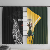 New Zealand and South Africa Rugby Custom Window Curtain Maori Silver Fern Springbok Together - Polynesian Pride