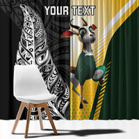 New Zealand and South Africa Rugby Custom Window Curtain Maori Silver Fern Springbok Together - Polynesian Pride