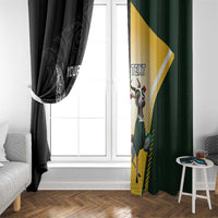 New Zealand and South Africa Rugby Custom Window Curtain Maori Silver Fern Springbok Together - Polynesian Pride