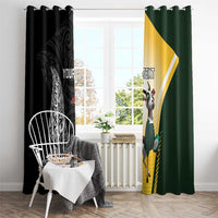 New Zealand and South Africa Rugby Custom Window Curtain Maori Silver Fern Springbok Together - Polynesian Pride