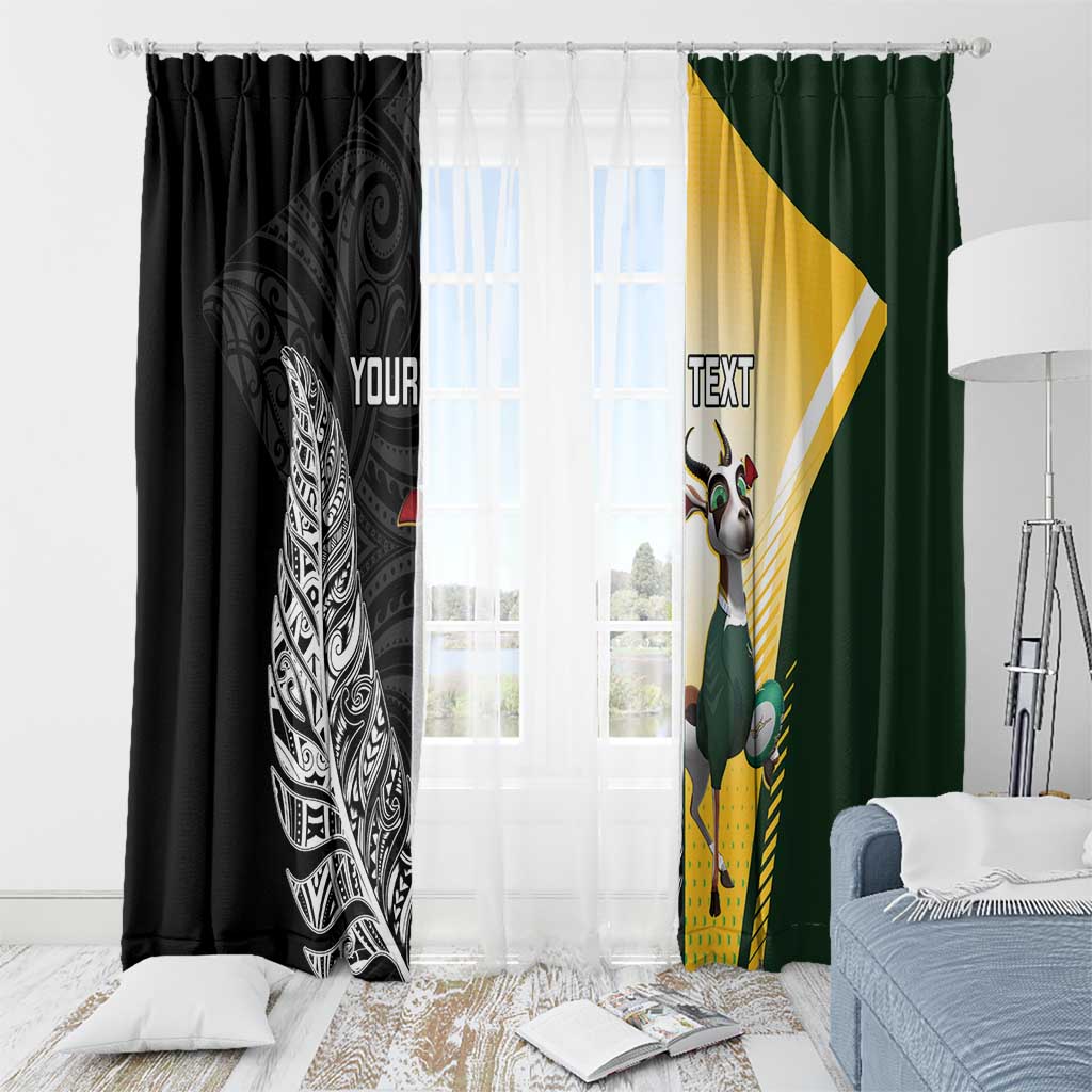 New Zealand and South Africa Rugby Custom Window Curtain Maori Silver Fern Springbok Together - Polynesian Pride