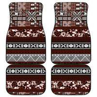 Bula Fiji Car Mats Fijian Tapa Masi With Hibiscus Flowers LT14 Brown - Polynesian Pride