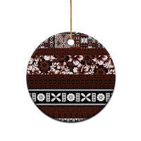Bula Fiji Ceramic Ornament Fijian Tapa Masi With Hibiscus Flowers LT14 - Polynesian Pride